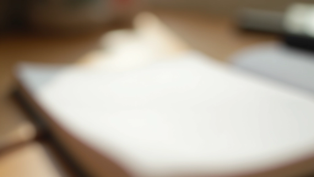 Blank notebook pages ready for writing, pen resting on open journal, minimalist desk setup